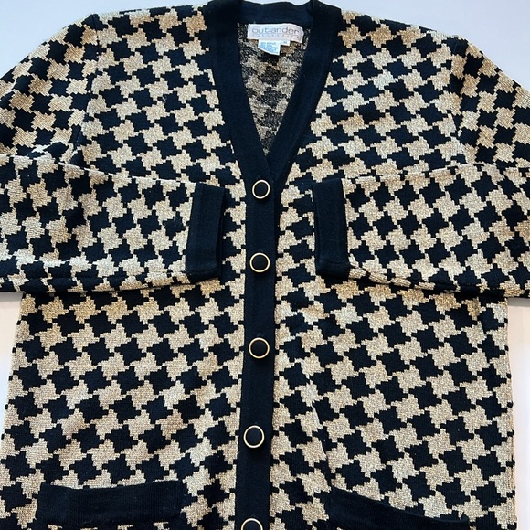 Outlander Collection - M, acrylic/wool metallic houndstooth sweater - Picture 3 of 10